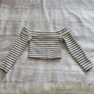 Zara Black and White Striped Crop Top, Size S